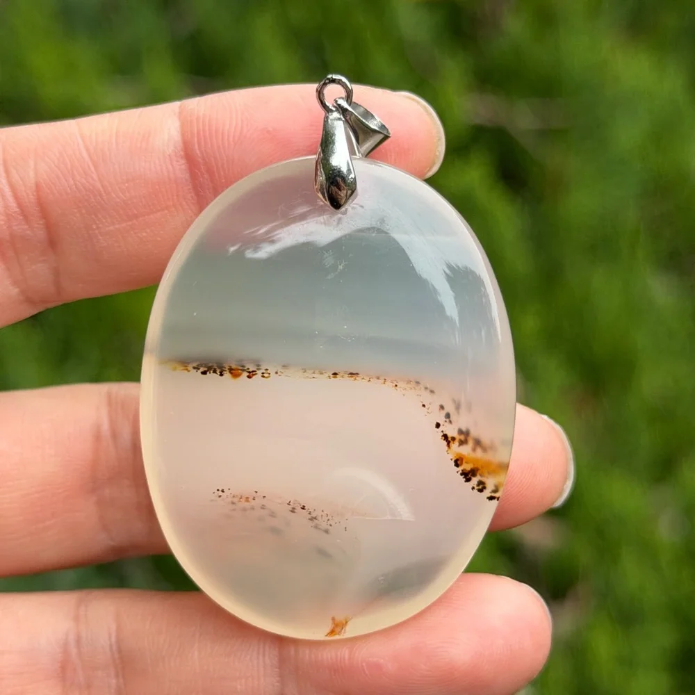 925 silver plated translucent natural agate pendant‎ 1340